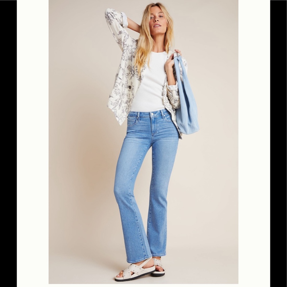 PAIGE Manhattan Bootcut in Denim Medium Blue.